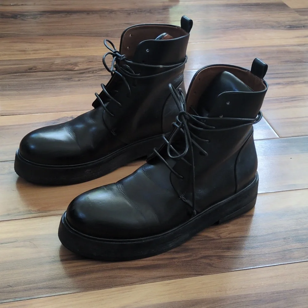 Marsèll Black Leather Combat Boots - Picture 2 of 7